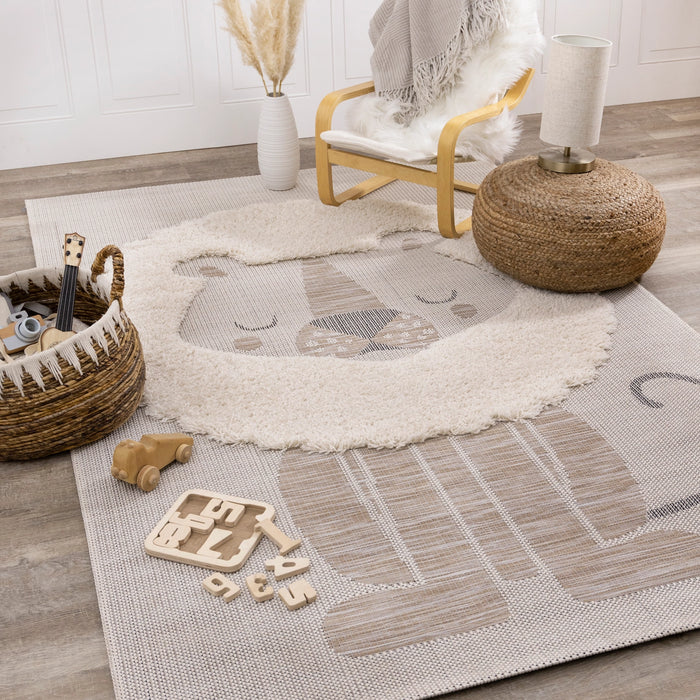 Kids Beige Cream Lion Rug