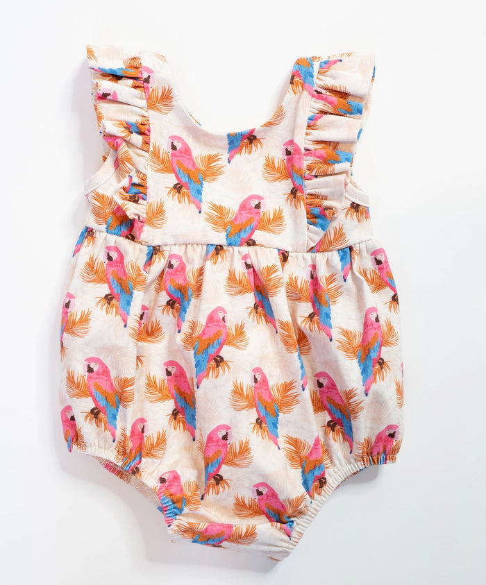 Amelia Romper in Parrots | Baby Bubble