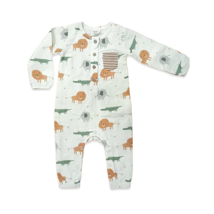 Savannah Pocket & Button Baby Jumpsuit (Organic Muslin)