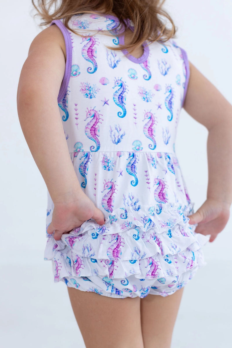 Bubble Bamboo Romper - Seahorse