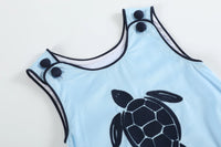 Blue Turtle Applique Bubble Romper