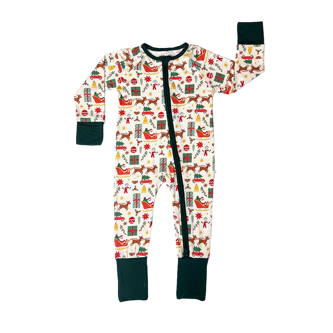 Vintage Christmas Bamboo Convertible Baby Pajamas