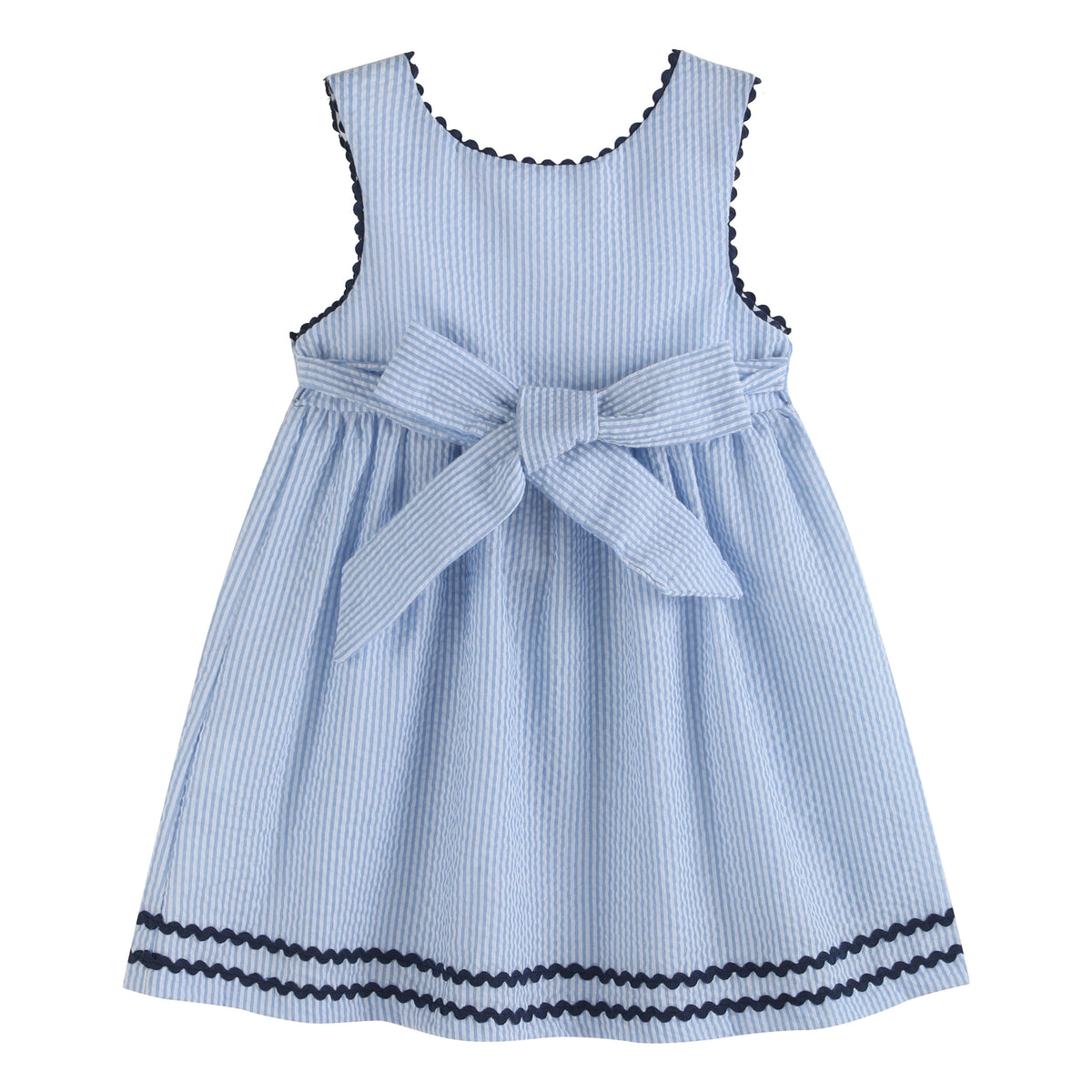 Blue Seersucker Whale Family Dress