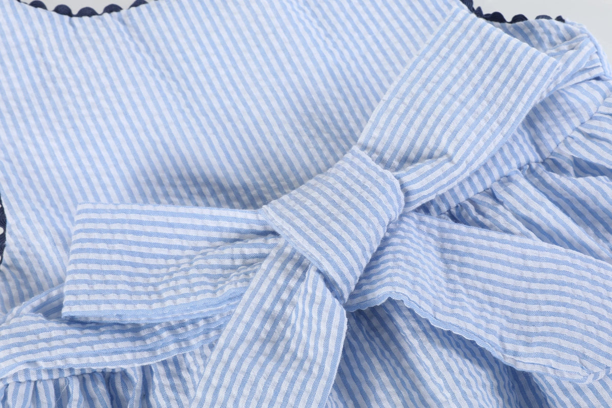 Blue Seersucker Whale Family Dress