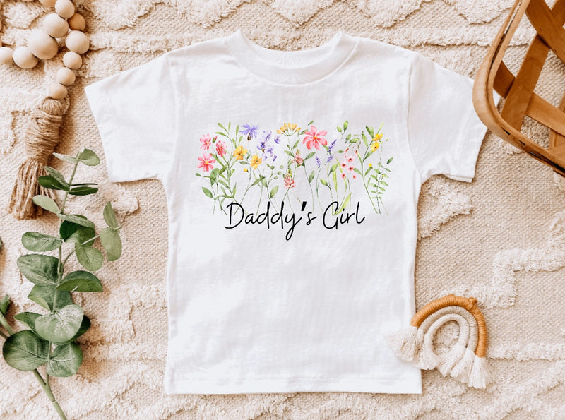 Daddy's Girl Wildflowers Watercolor Father's Day Tee Shirt