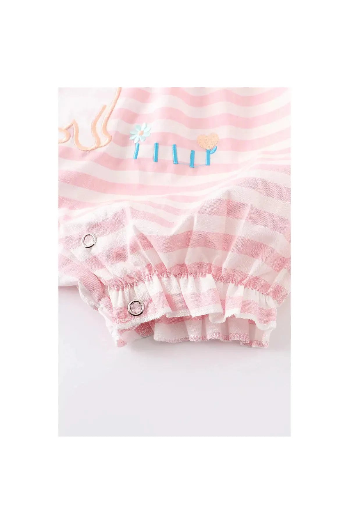 Pink Stripe bunny Ruffle Baby Romper