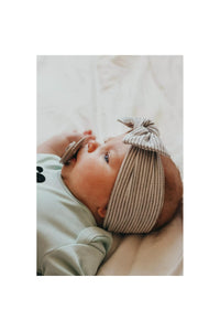 Bamboo Bow Headband: Grey Stripe - Doodlebug Kidz