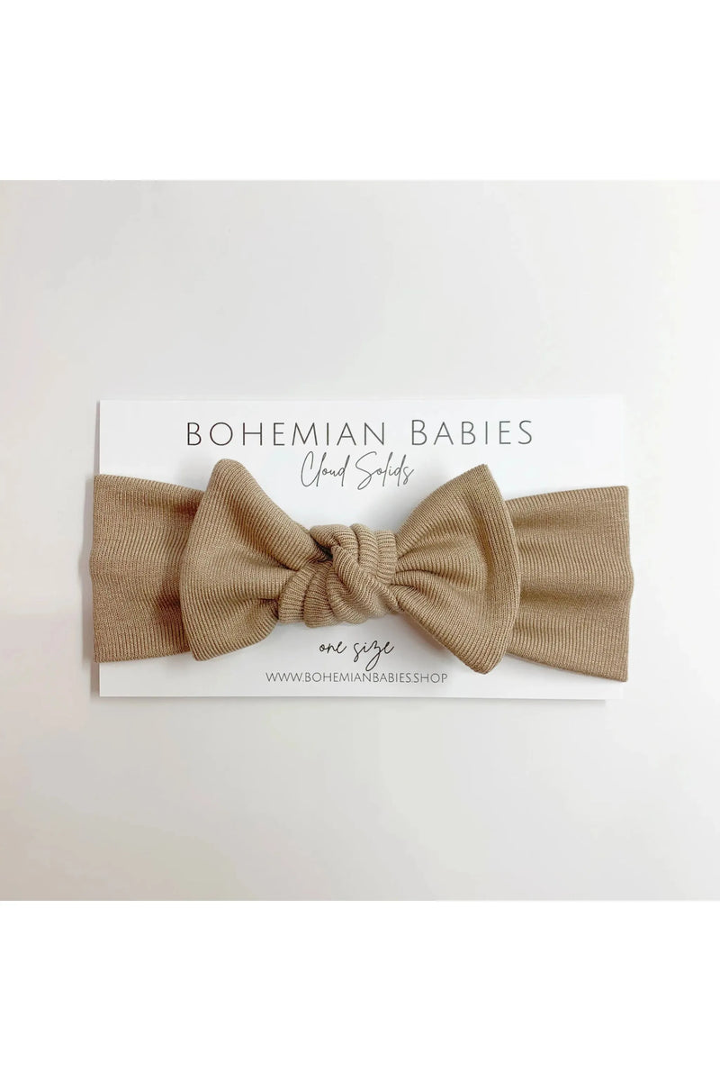 Bamboo Bow Headband: Solids Grey & Beige - Doodlebug Kidz