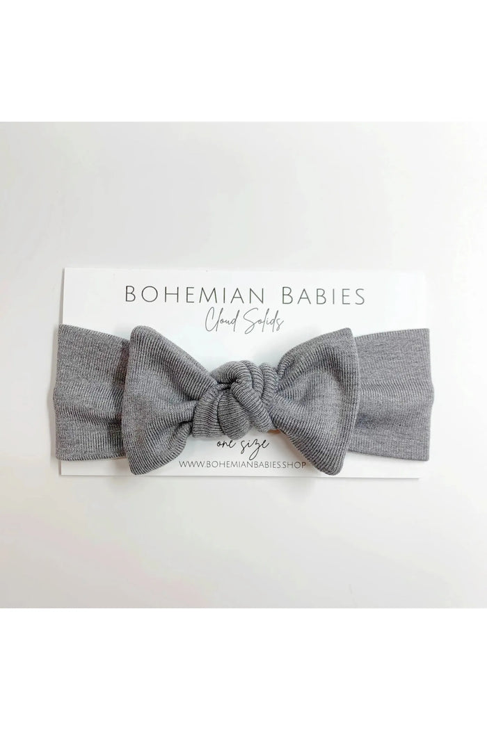 Bamboo Bow Headband: Solids Grey & Beige - Doodlebug Kidz