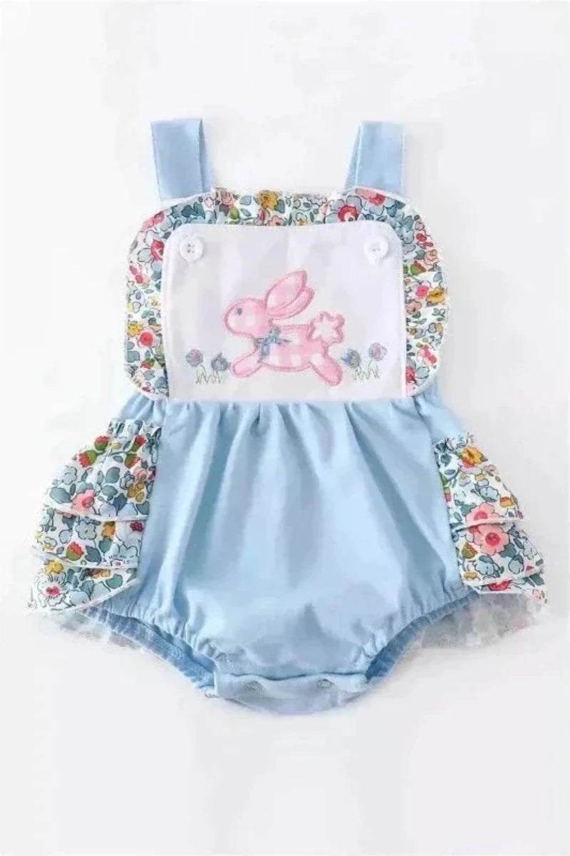 Blue Bunny Applique Bubble - Doodlebug Kidz