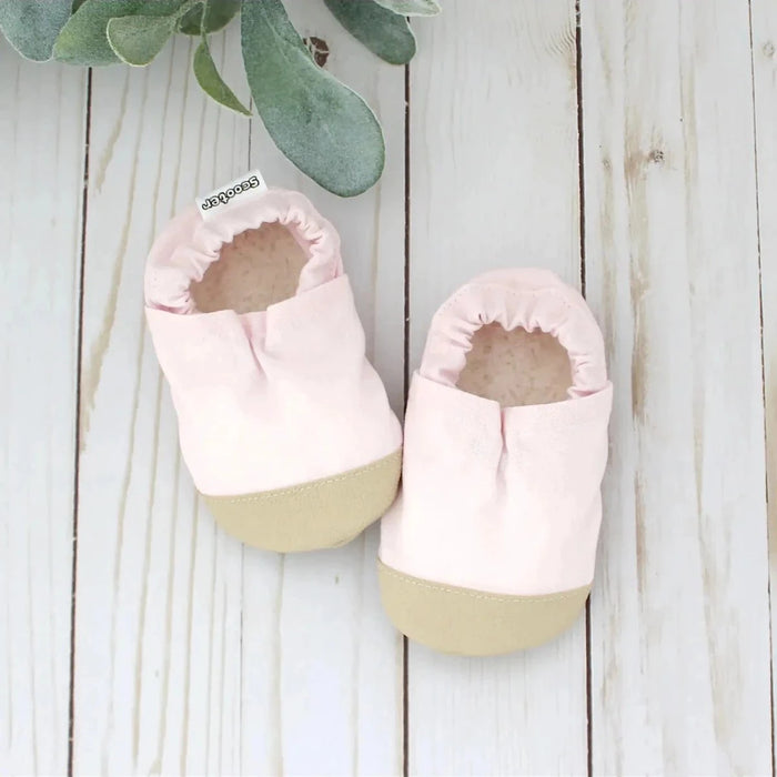 Pink Linen Scotter Booties - Doodlebug Kidz