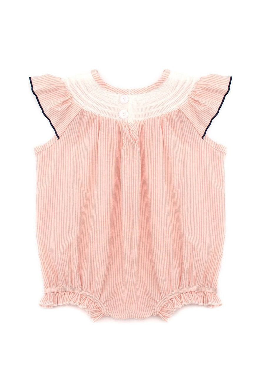 Pink sailboat smocked ruffle baby romper - Doodlebug Kidz