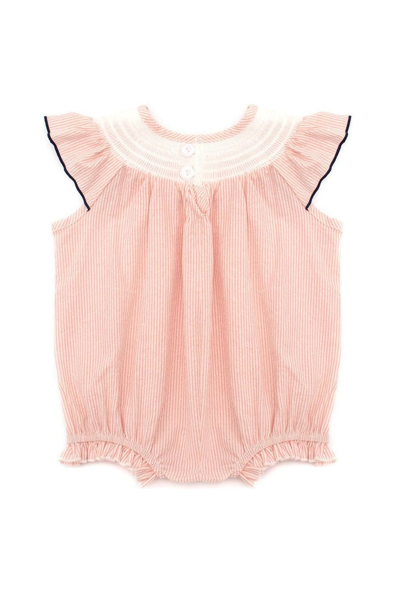 Pink sailboat smocked ruffle baby romper - Doodlebug Kidz