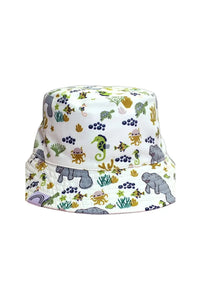 Reversible Bucket Hat - Manatee and Blue Surf - Doodlebug Kidz