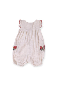 Victoria Embroidered Floral Baby Romper (Linen Blend) - Doodlebug Kidz